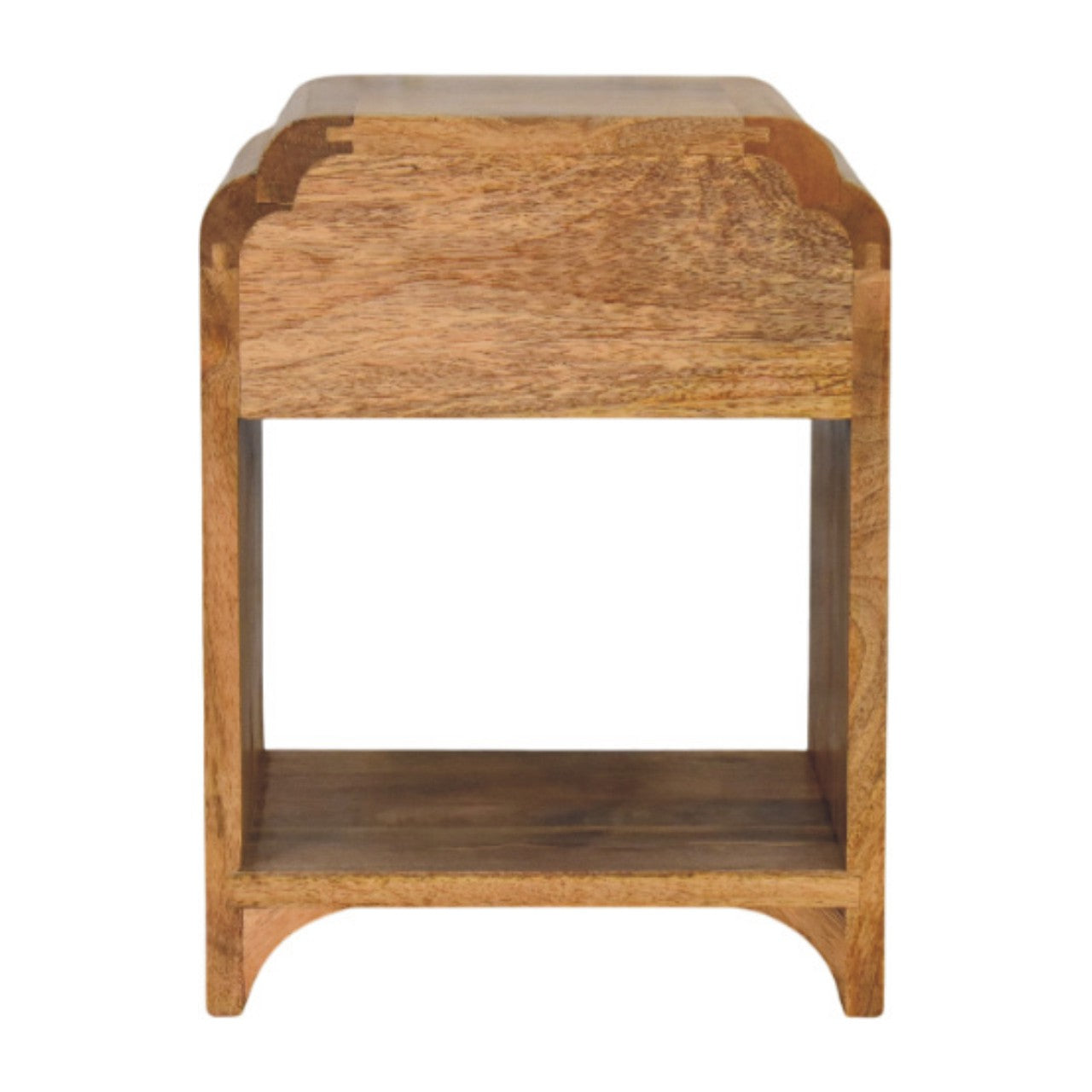 Newton Mini Oak-ish Nightstand with a drawer and open shelf